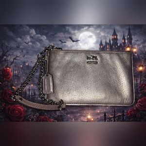 Coach Metallic Silver Wristlet